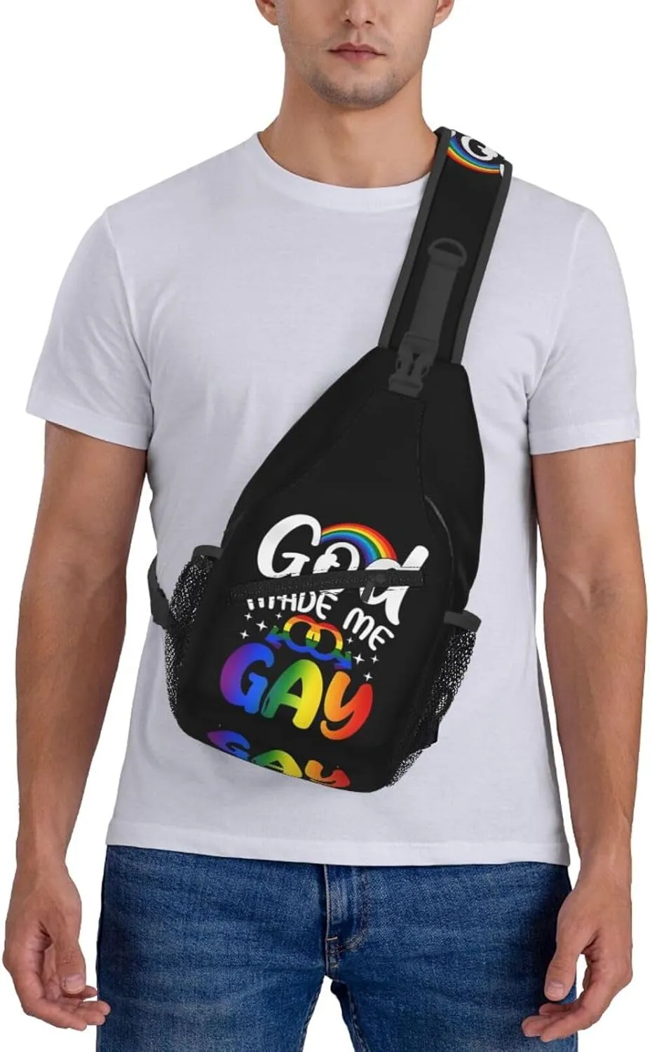 LGBT Rainbow Gay Pride Flag Handshake Love Pride Day Crossbody Bag Sling Bag Chest Bags Travel Shoulder Backpack