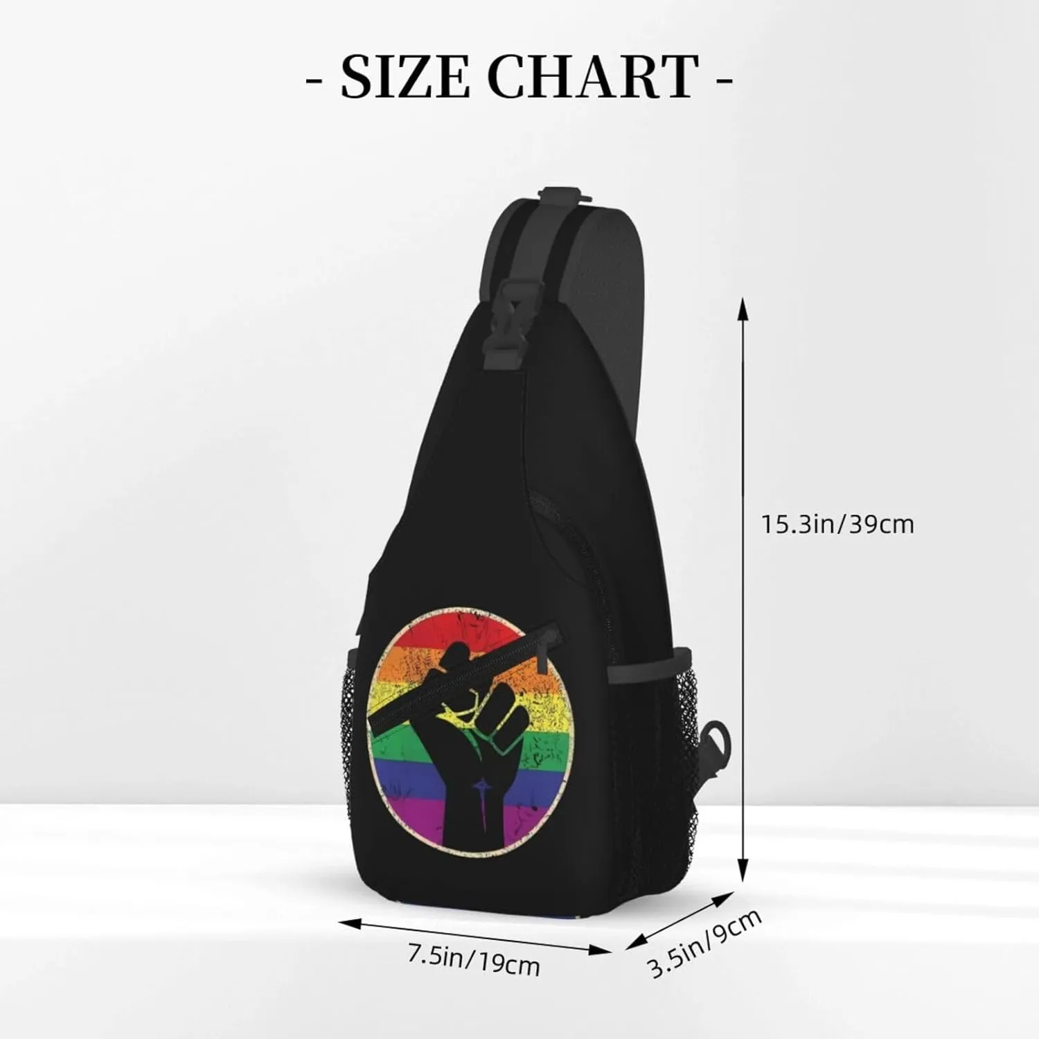 LGBT Rainbow Gay Pride Flag Handshake Love Pride Day Crossbody Bag Sling Bag Chest Bags Travel Shoulder Backpack