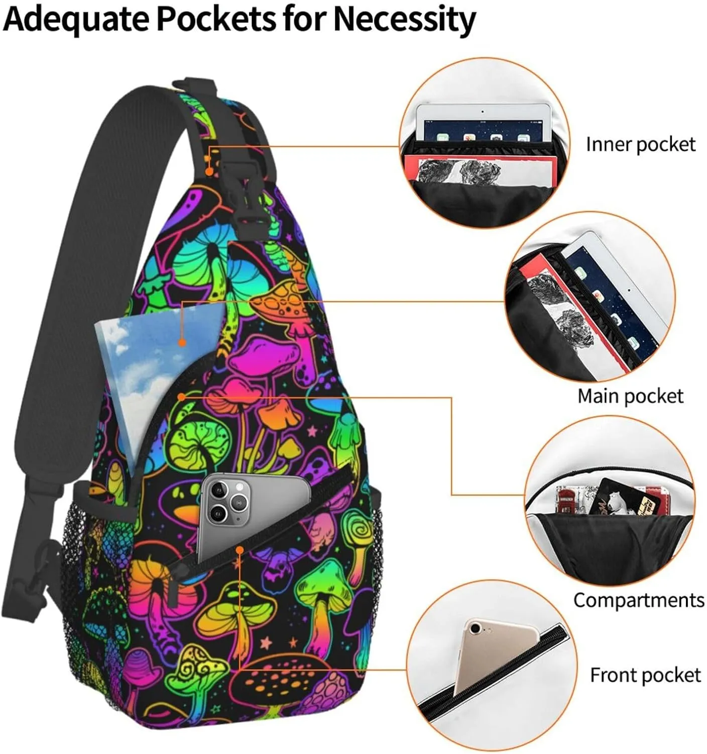 LGBT Rainbow Gay Pride Flag Handshake Love Pride Day Crossbody Bag Sling Bag Chest Bags Travel Shoulder Backpack