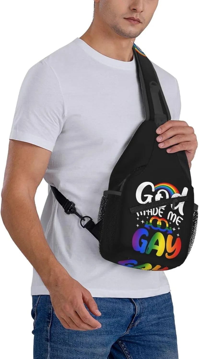 LGBT Rainbow Gay Pride Flag Handshake Love Pride Day Crossbody Bag Sling Bag Chest Bags Travel Shoulder Backpack