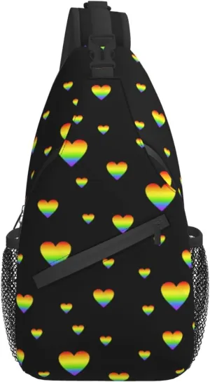 LGBT Sling Bag Crossbody Chest Daypack Casual Backpack Rainbow Animal Shoulder Bag For Travel Hiking Shopping