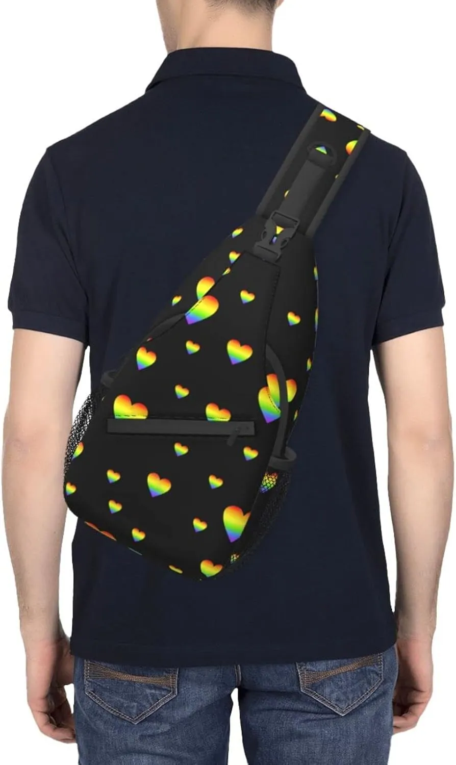 LGBT Sling Bag Crossbody Chest Daypack Casual Backpack Rainbow Animal Shoulder Bag For Travel Hiking Shopping