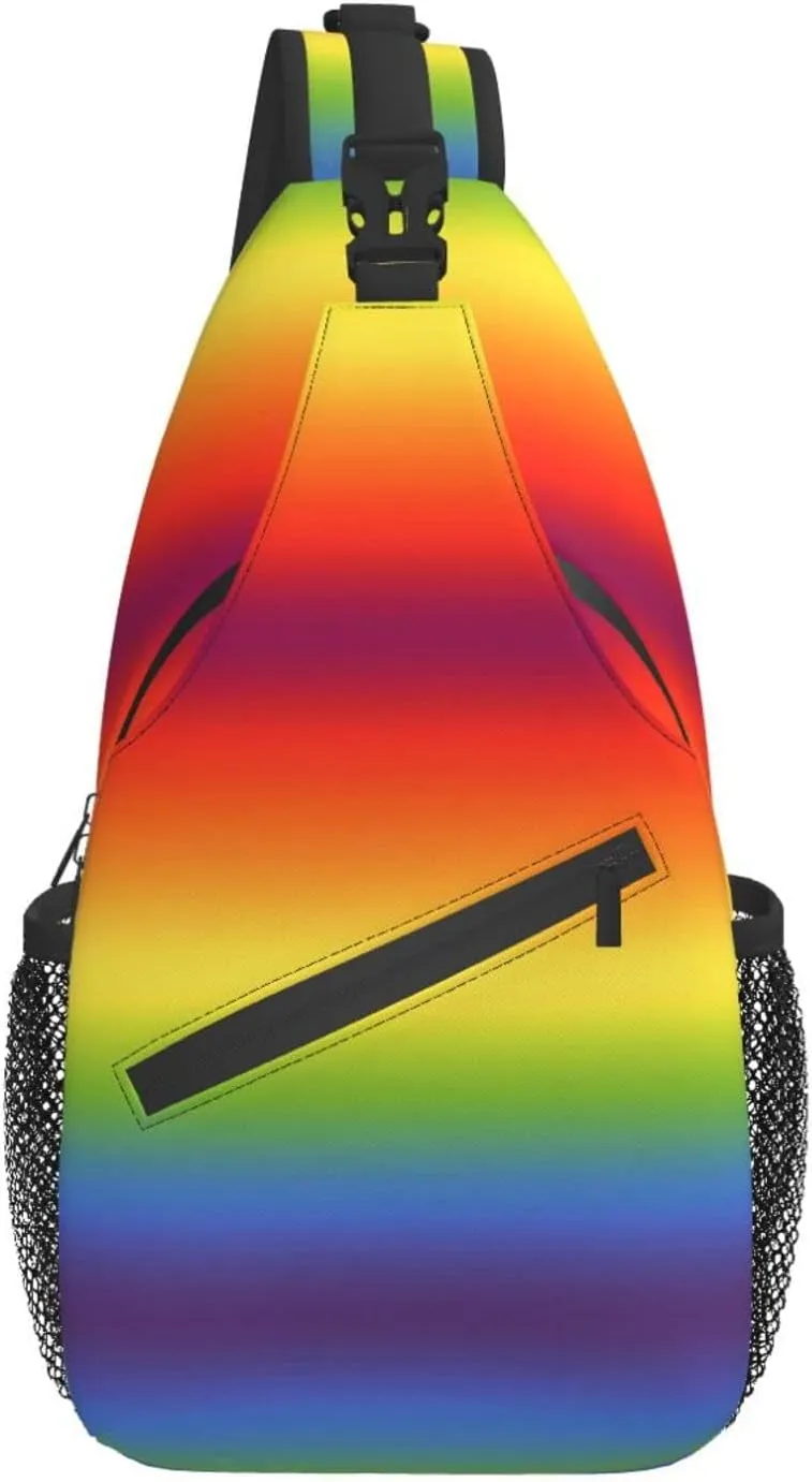 LGBT Sling Bag Crossbody Chest Daypack Casual Backpack Rainbow Animal Shoulder Bag For Travel Hiking Shopping