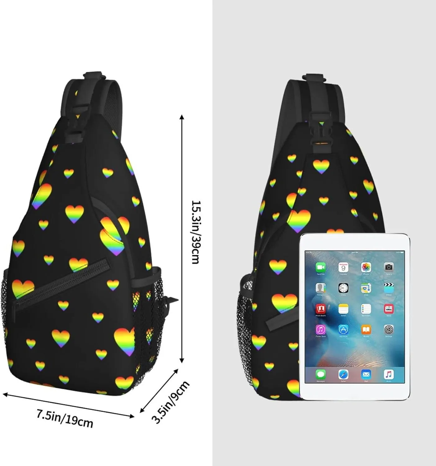 LGBT Sling Bag Crossbody Chest Daypack Casual Backpack Rainbow Animal Shoulder Bag For Travel Hiking Shopping