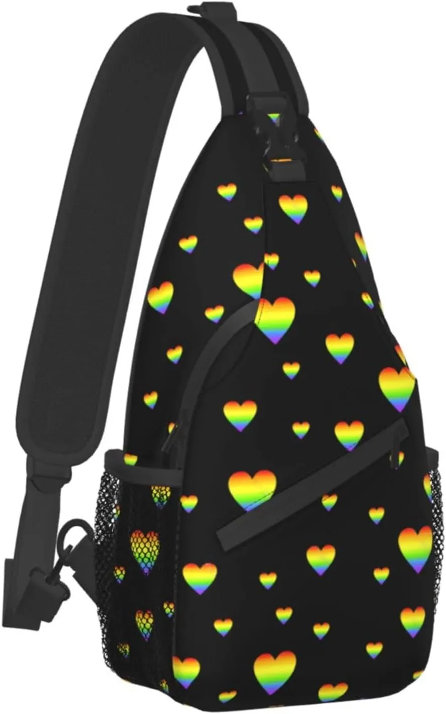 LGBT Sling Bag Crossbody Chest Daypack Casual Backpack Rainbow Animal Shoulder Bag For Travel Hiking Shopping