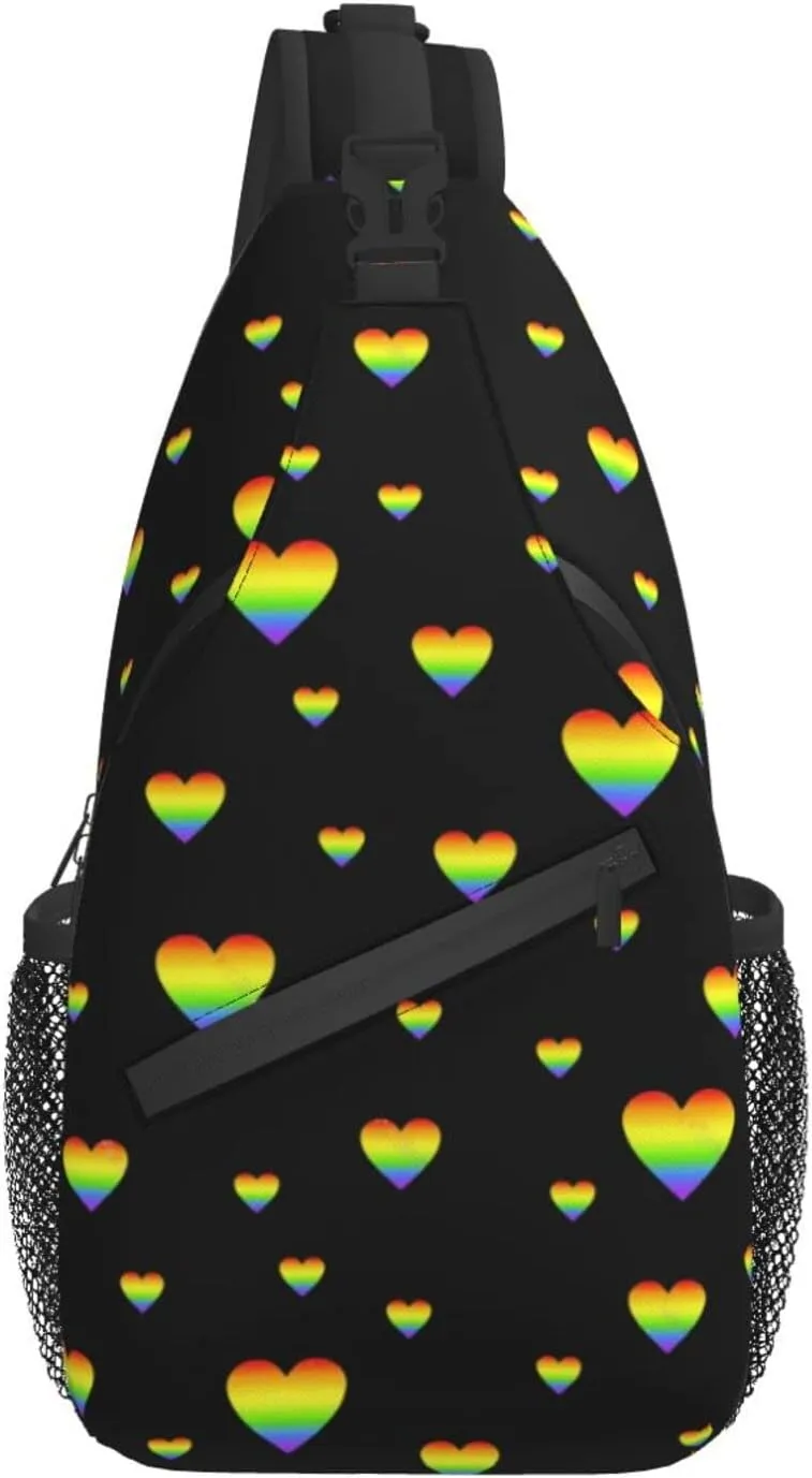 LGBT Sling Bag Crossbody Chest Daypack Casual Backpack Rainbow Animal Shoulder Bag For Travel Hiking Shopping