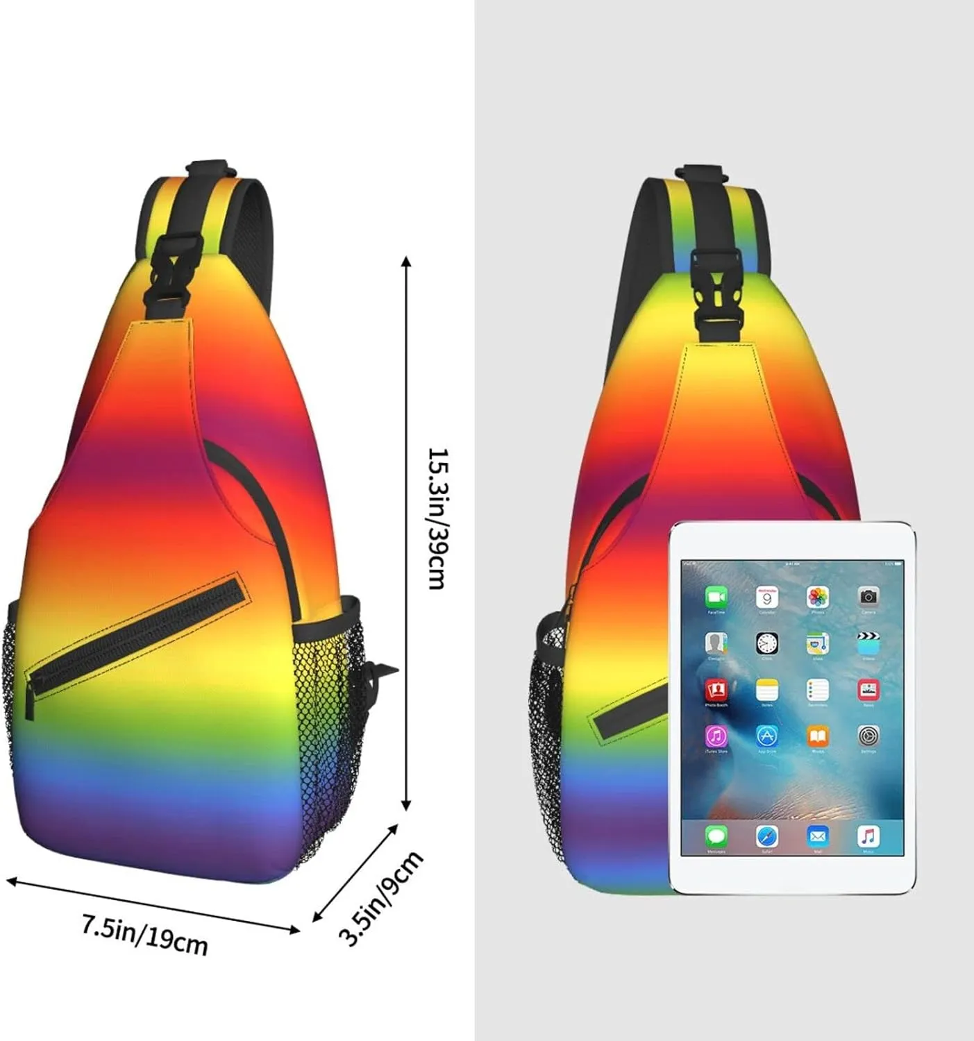 LGBT Sling Bag Crossbody Chest Daypack Casual Backpack Rainbow Animal Shoulder Bag For Travel Hiking Shopping