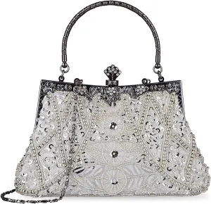LIFEWISH 1920s Evening bags Unique Sequin Beaded Clutch Purses for Cocktail Wedding Party Prom