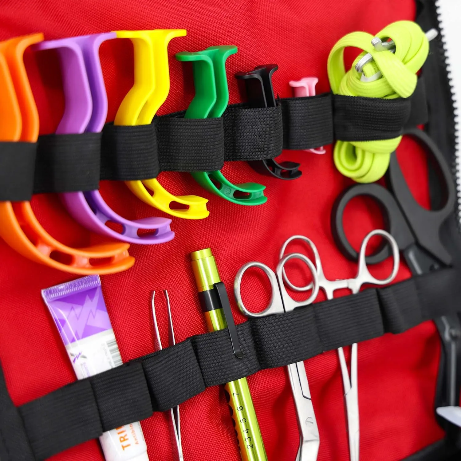 Lightning X Pre-Stocked EMS/EMT Trauma Kit w/Large First Responder Bag & 256 First Aid Medical Supplies - RED