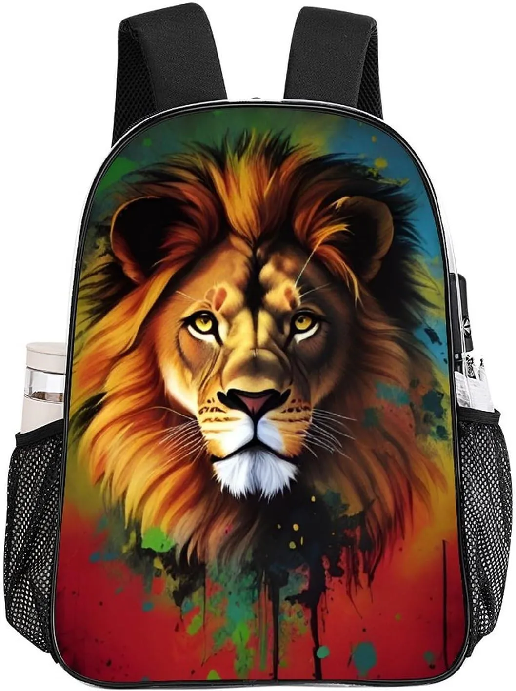 Lightweight Daypack Backpack for Sports Travel Running - Large Capacity Multipurpose Transparent Bookbag, Lion Splatter Painting Laptop Backpack Daypack