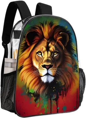 Lightweight Daypack Backpack for Sports Travel Running - Large Capacity Multipurpose Transparent Bookbag, Lion Splatter Painting Laptop Backpack Daypack