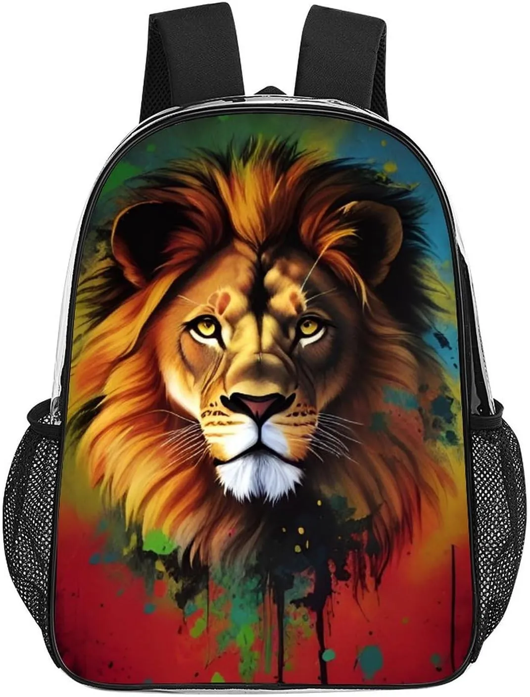 Lightweight Daypack Backpack for Sports Travel Running - Large Capacity Multipurpose Transparent Bookbag, Lion Splatter Painting Laptop Backpack Daypack