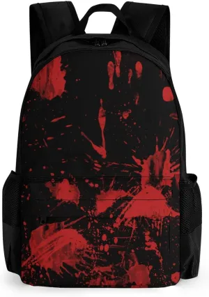 Lightweight Daypack Backpack for Trekking Work Running - Big Capacity Multipurpose Anti-Theft Bookbag, Classic Horror Blood Splatter Black Art Business Computer Bag