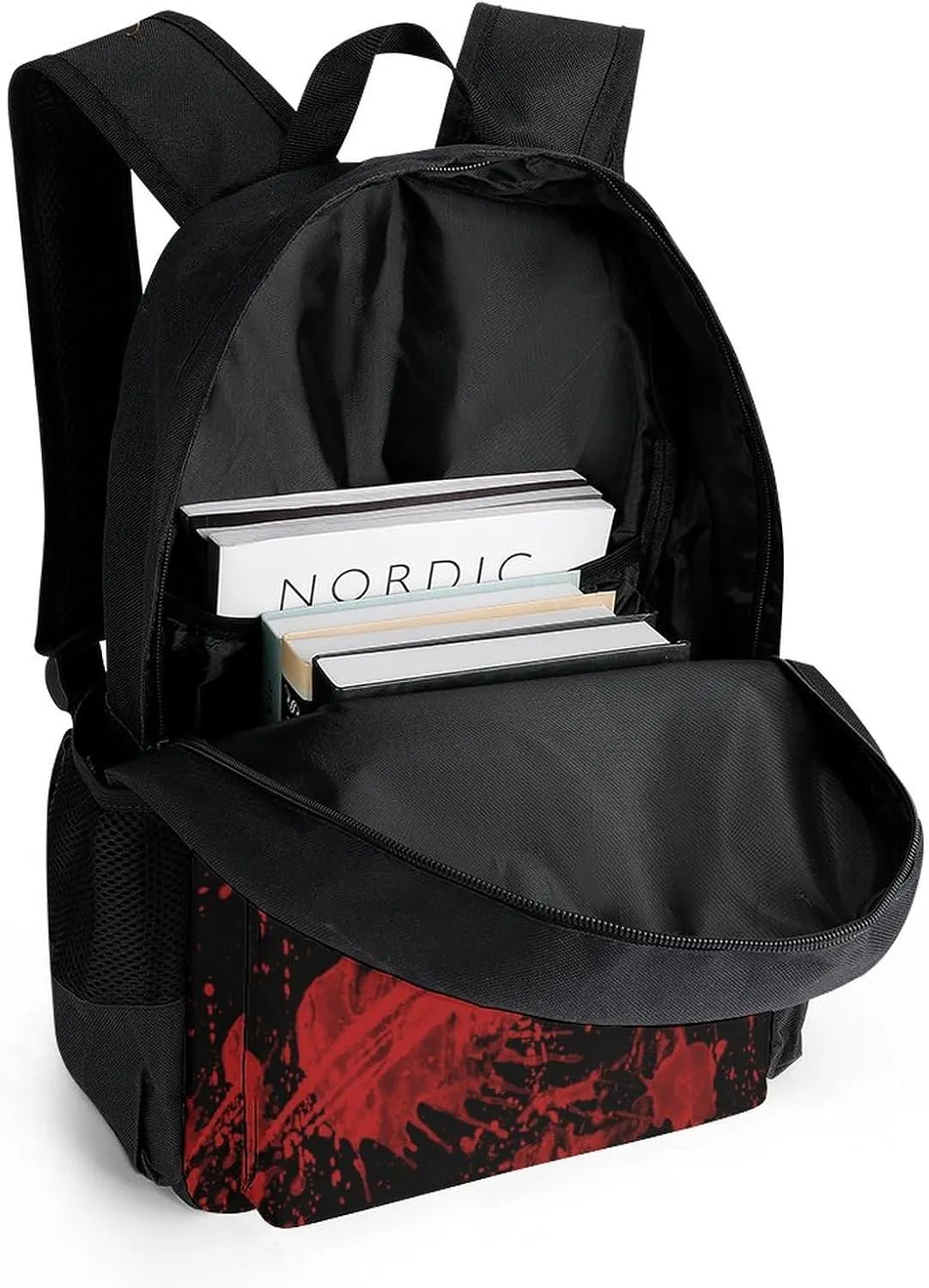 Lightweight Daypack Backpack for Trekking Work Running - Big Capacity Multipurpose Anti-Theft Bookbag, Classic Horror Blood Splatter Black Art Business Computer Bag