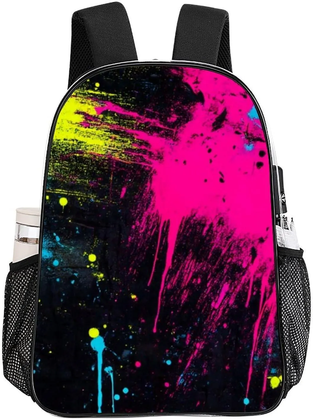 Lightweight Daypack for Camping Business Walking Cycling - Large Capacity Transparent Multipurpose Bookbag, Paint Splatter Dark Colorful Gym Outdoor Hiking Backpack