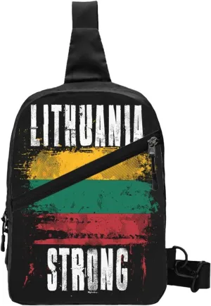 Lithuania Strong Graffiti Flag Packable Crossbody Bag Portable Sling Bags Foldable Travel Daypack Reusable Sports Shoulder Backpack Diagonally Chest Bag for Workout