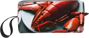 Lobster print Travel Toiletry Pouch, Pencil Bag Canvas Makeup Bag, Multi-Purpose Cosmetic Bag with Zipper