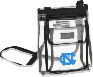 Logo Brands NCAA North Carolina Tar Heels Gameday Clear Crossbody Bag - Stadium Approved, Adjustable Strap, Two Pockets, Front Zipper Pocket