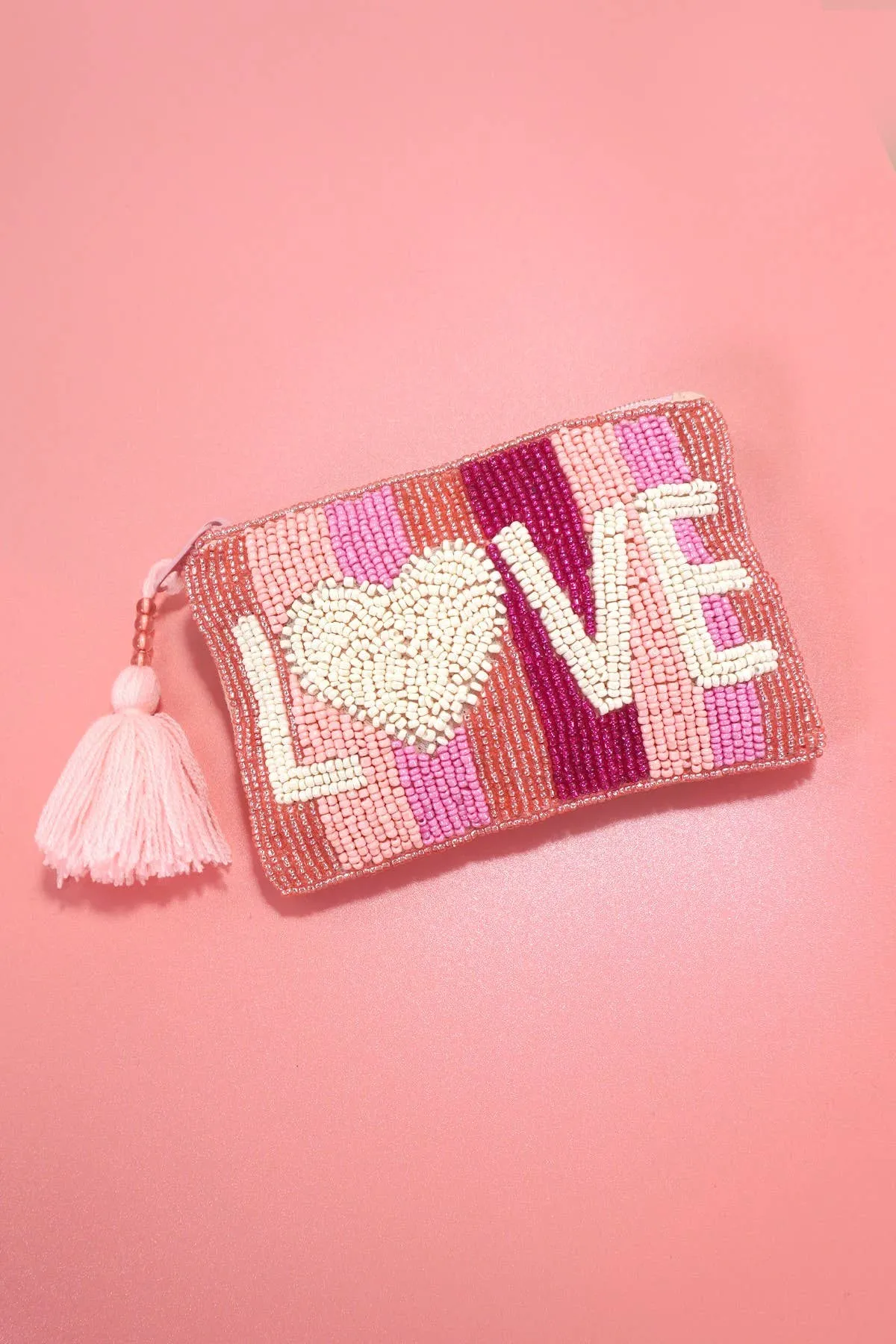 LOVE SEED BEAD RAINBOW COIN PURSE