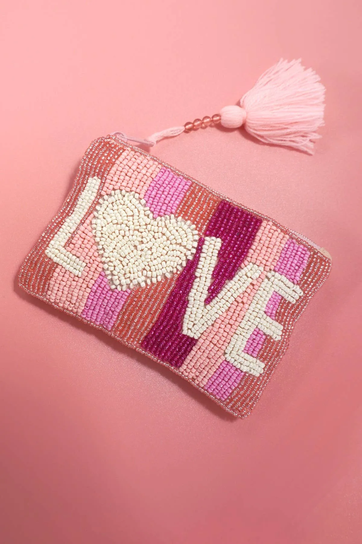 LOVE SEED BEAD RAINBOW COIN PURSE