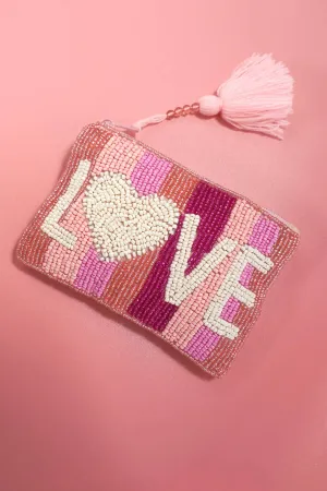 LOVE SEED BEAD RAINBOW COIN PURSE