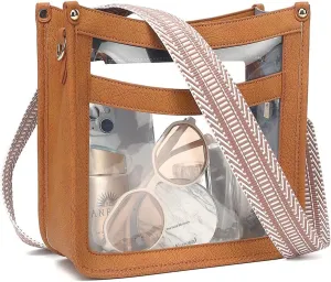 LOXOMU Clear Crossbody Bag - Stadium Approved Clear Purse with Guitar Strap for Events, Concerts