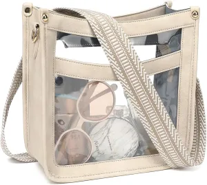 LOXOMU Clear Crossbody Bag - Stadium Approved Clear Purse with Guitar Strap for Events, Concerts