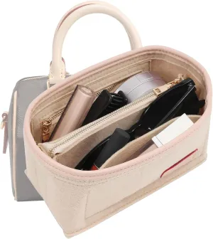 LV Speedy 20 LV Alma BB Felt Organizer Insert, Purse Organizer Insert for Handbags with Zipper Pocket and Bag in Bag (Beige, Small)