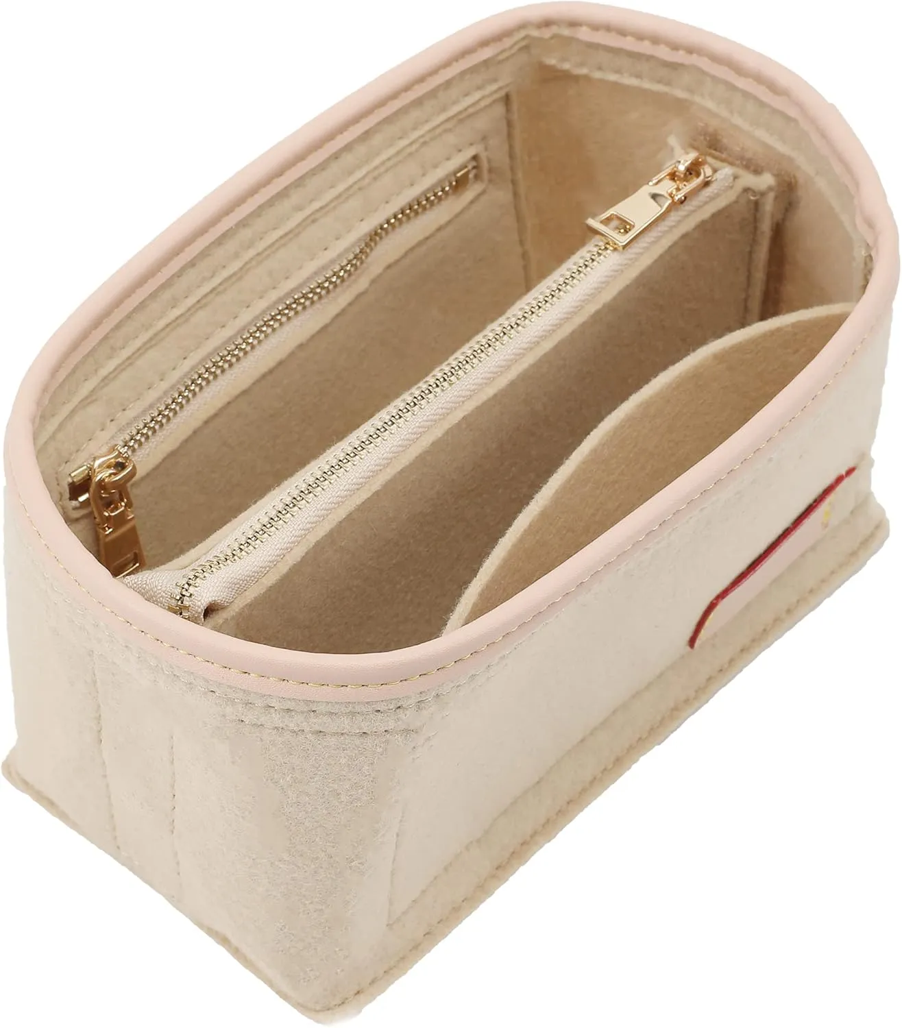 LV Speedy 20 LV Alma BB Felt Organizer Insert, Purse Organizer Insert for Handbags with Zipper Pocket and Bag in Bag (Beige, Small)