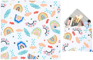 Magic Cloth Makeup Bag,Self-Adhesive Portable Cosmetic Bag,Multi Purpose Reusable Travel Storage Bag,Camera Lens Protector,Protective Cover Laptop Sleeve,Folding,Washable(21.7" X 21.7",Rainbow)