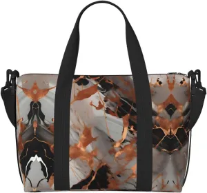 Marble Texture Copper Splatter Travel Duffel Bag Carry On Tote Bags For Men,Weekender Overnight Bag,Sports Tote Gym Bag