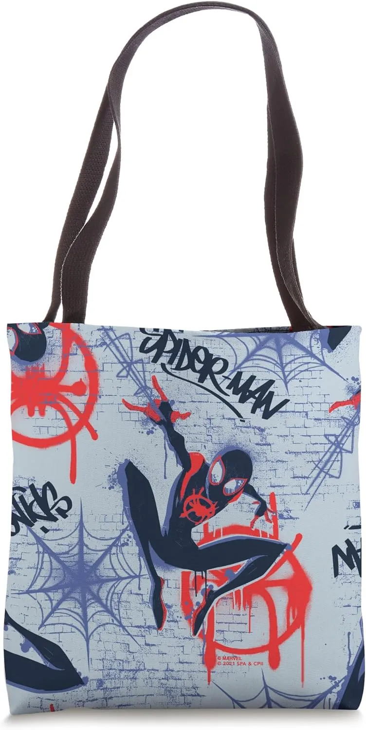 Marvel Spider-Man Into the Spider-Verse Graffiti Print Tote Bag