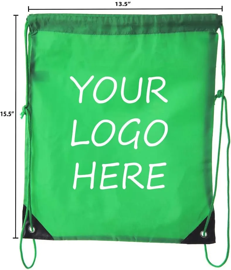Mato & Hash Custom Bags With Your Logo | Promotional Drawstring Backpack - 100PK Forest Green CE2500
