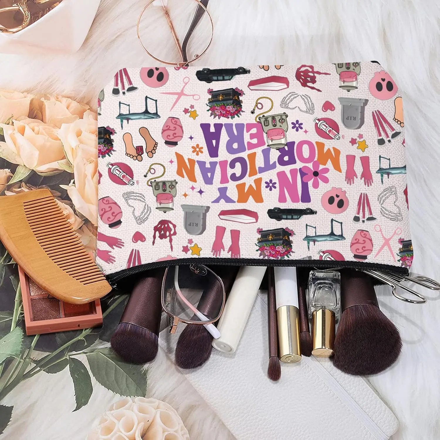 MEIKIUP Mortician Gift In My Mortician Era Makeup Bag Last Responder Undertaker Gift Funeral Director Toiletry Bags (Mortician Bag)