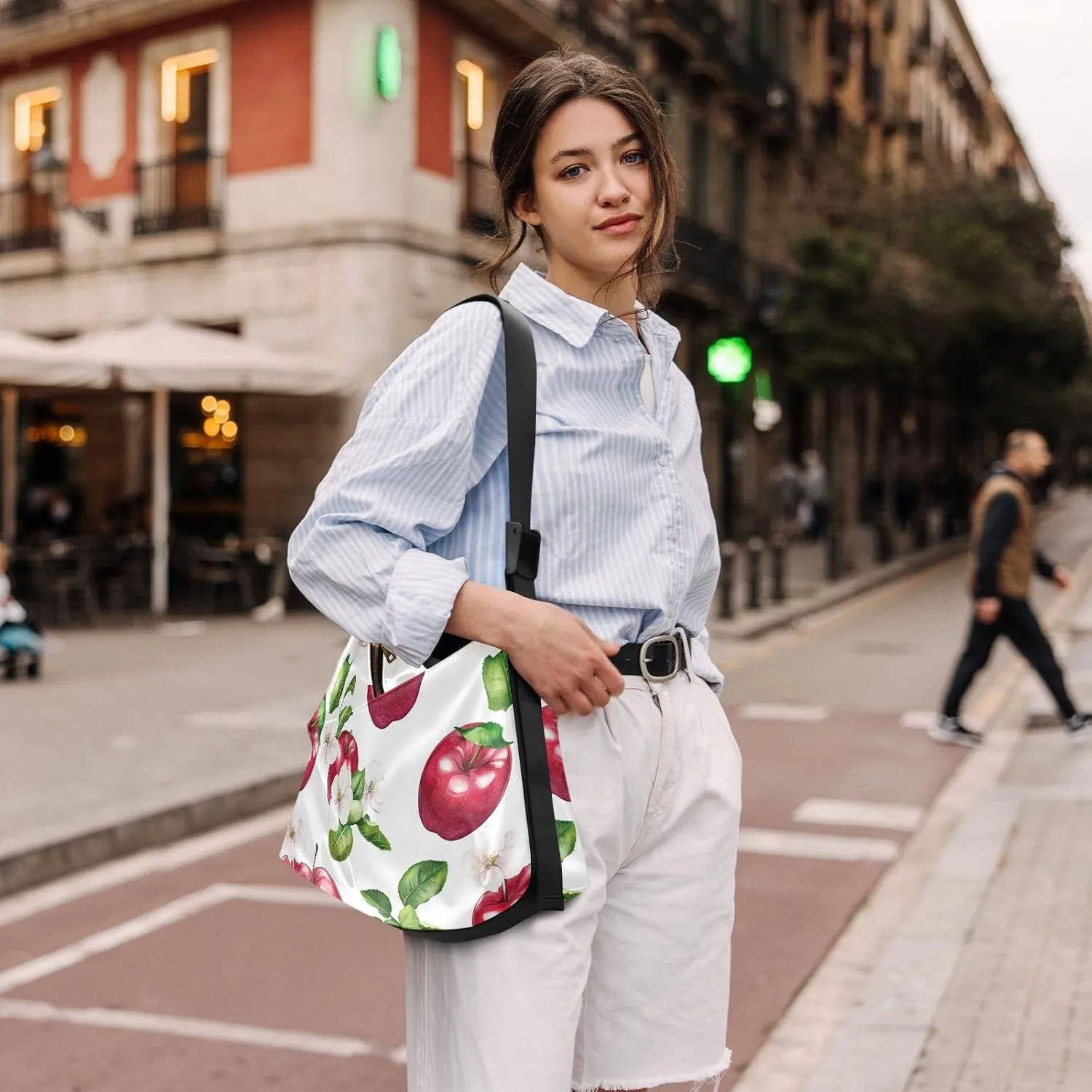 Men Crossbody Wallet Purse Leather Men Bags Shoulder Crossbody Sling Bag Fresh Pomegranate Fruit White
