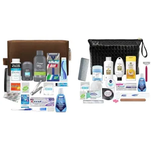 Men’s Premium 20-Piece Kit with Travel Size TSA Compliant Essentials & Women’s Premium 20-Piece Kit with Travel Size TSA Compliant Essentials in Stylish Cosmetic Bag