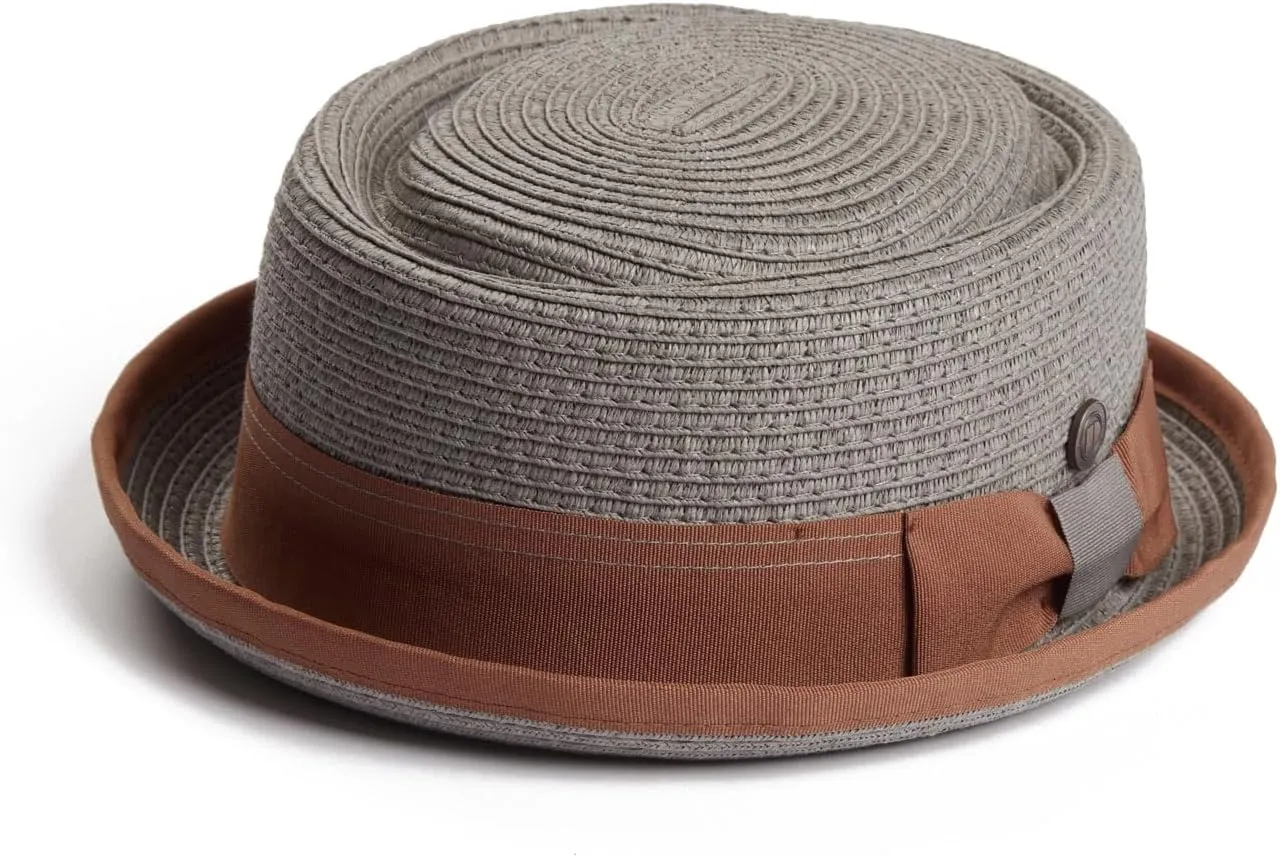Mens Summer Paper Straw Skimpy Brim Retro Porkpie Hat