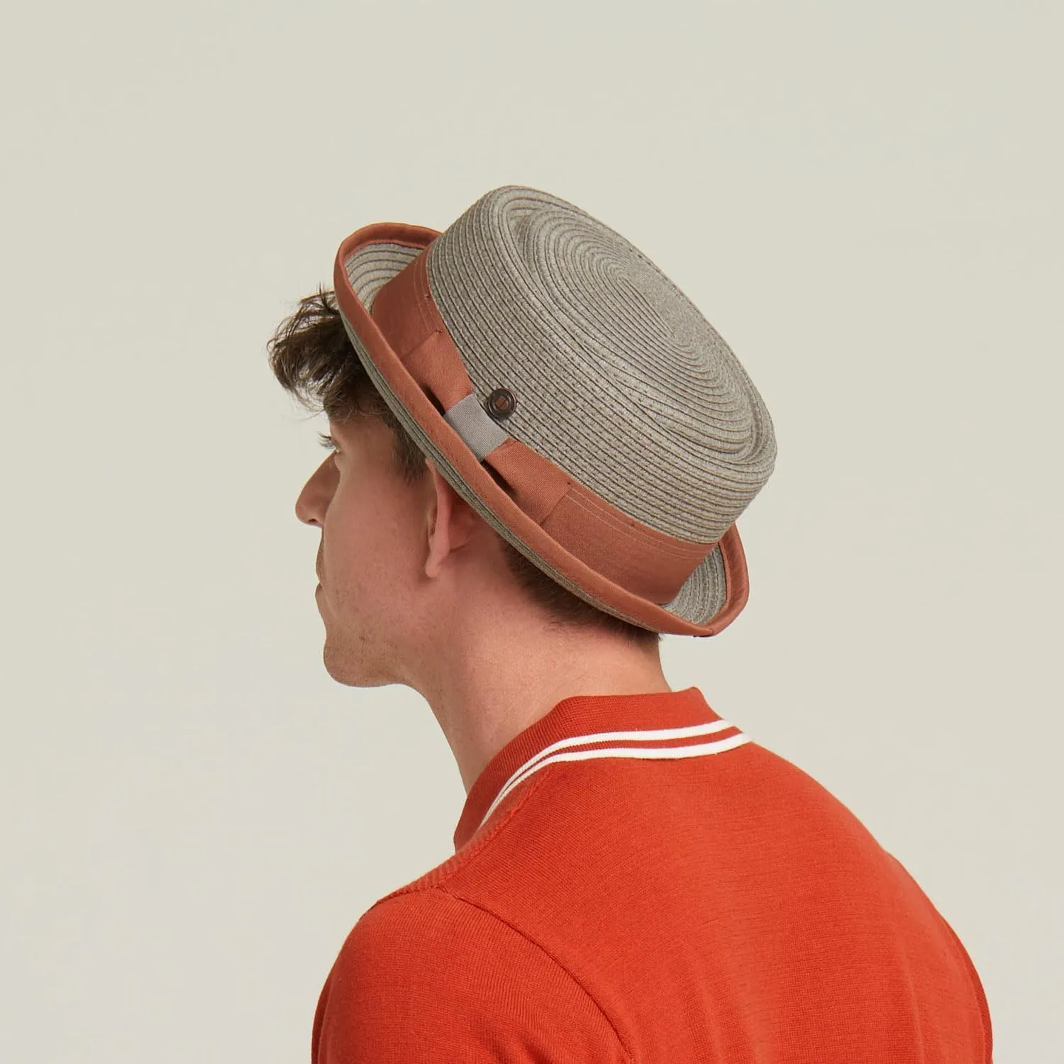 Mens Summer Paper Straw Skimpy Brim Retro Porkpie Hat