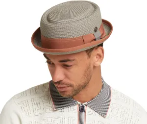 Mens Summer Paper Straw Skimpy Brim Retro Porkpie Hat