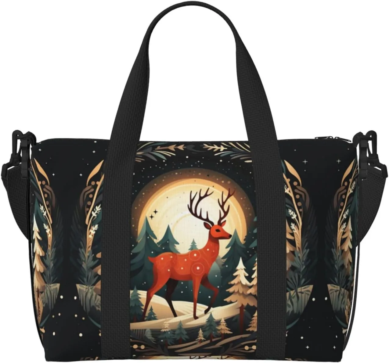 Merry Christmas Deer print Travel Duffle Bag,Weekender Bags,Gym Duffel Bag,Luggage Duffle Overnight for Women Men