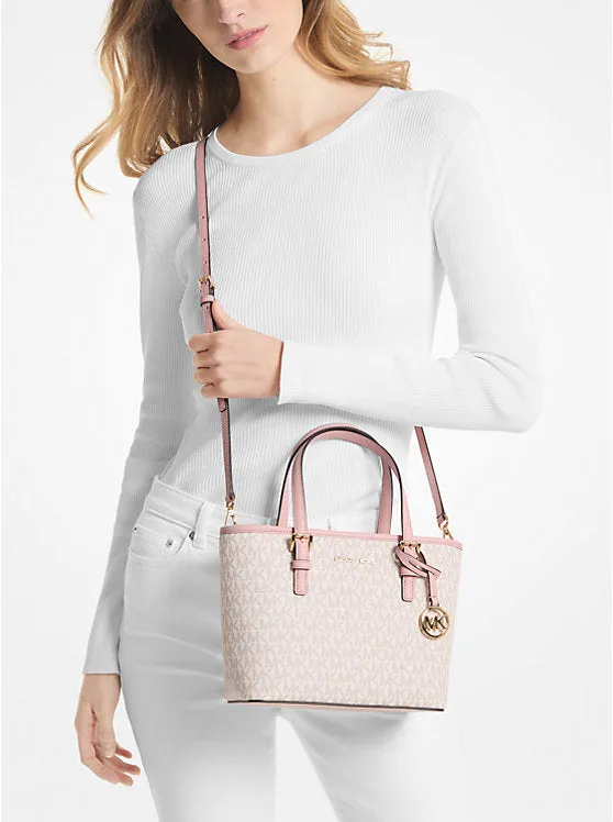 Micheal Kors Jet Set Travel Extra-Small Logo Top-Zip Tote Bag Pwd Blsh Mlt