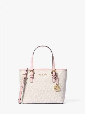 Micheal Kors Jet Set Travel Extra-Small Logo Top-Zip Tote Bag Pwd Blsh Mlt