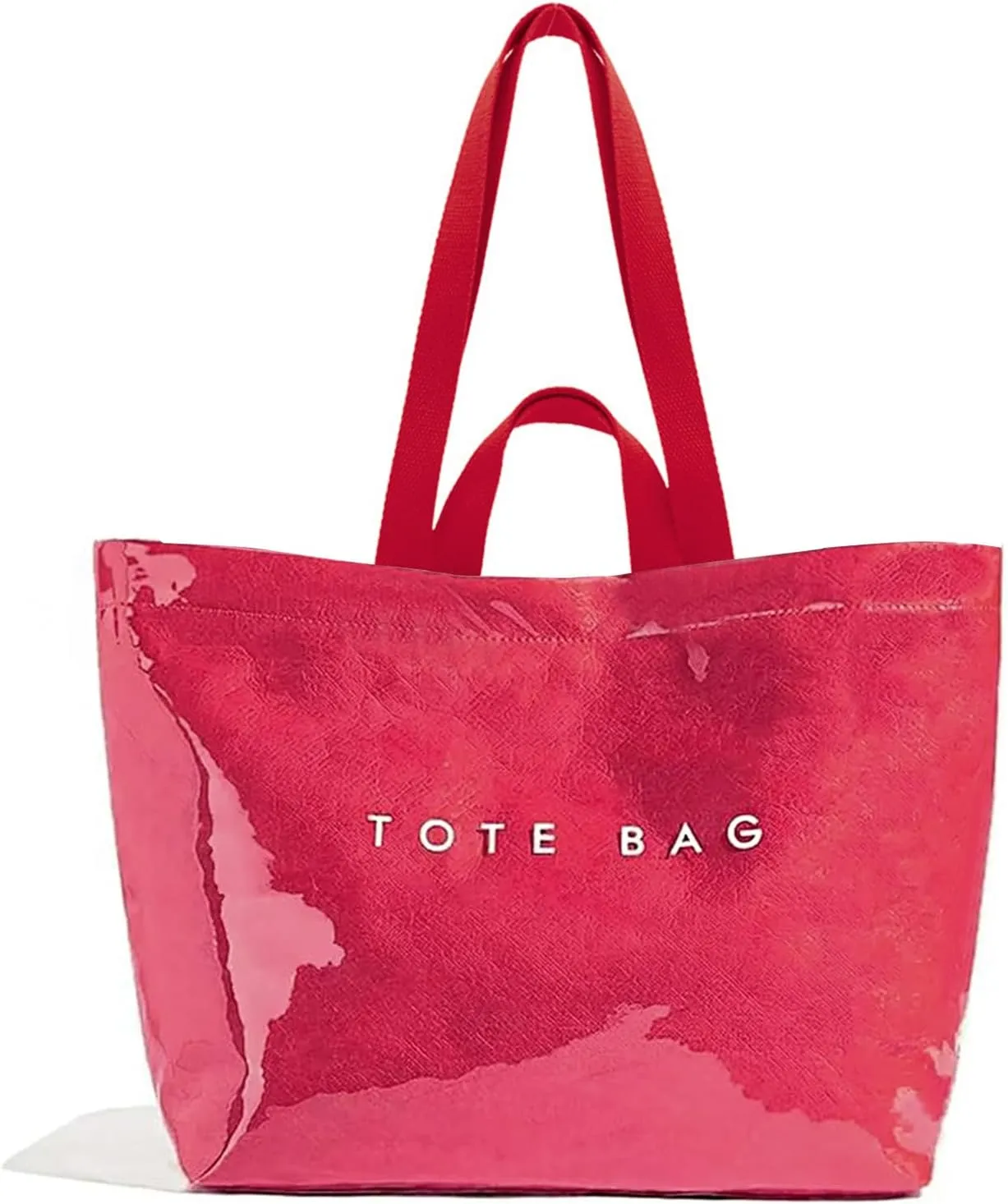 MINGRI Large Tote Bags for Women PVC Clear Totes Bag Plastic Carry All Bag Kraft Paper Shoulder Handbag Hobo for Work Travel