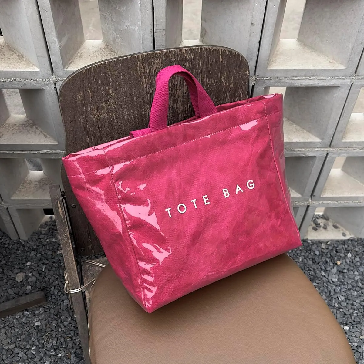 MINGRI Large Tote Bags for Women PVC Clear Totes Bag Plastic Carry All Bag Kraft Paper Shoulder Handbag Hobo for Work Travel