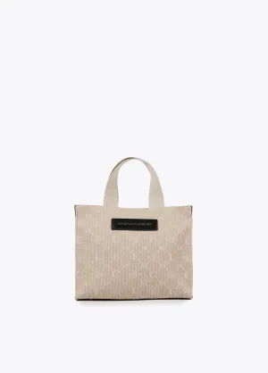 Mini tote bag in monogrammed fabric