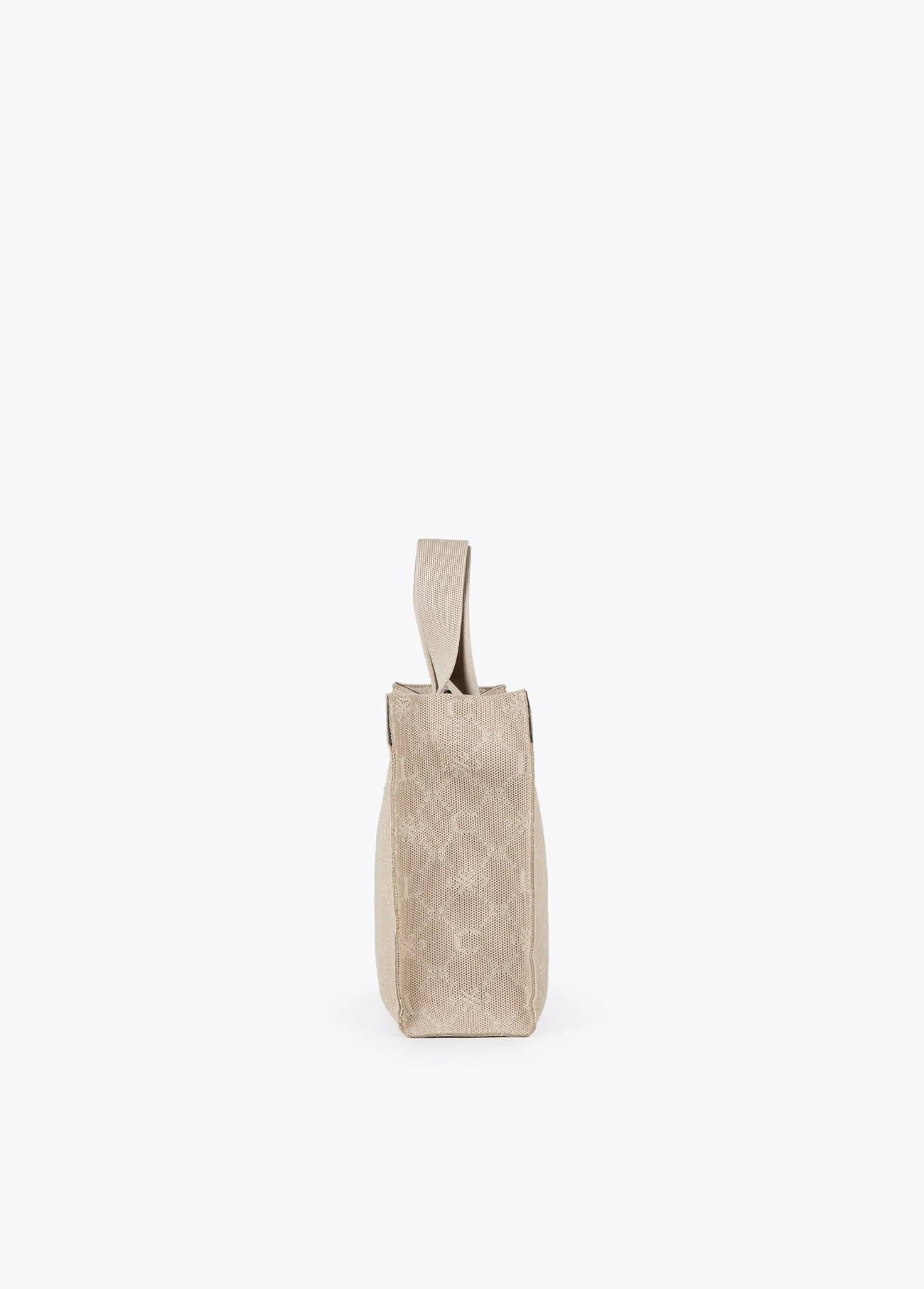 Mini tote bag in monogrammed fabric