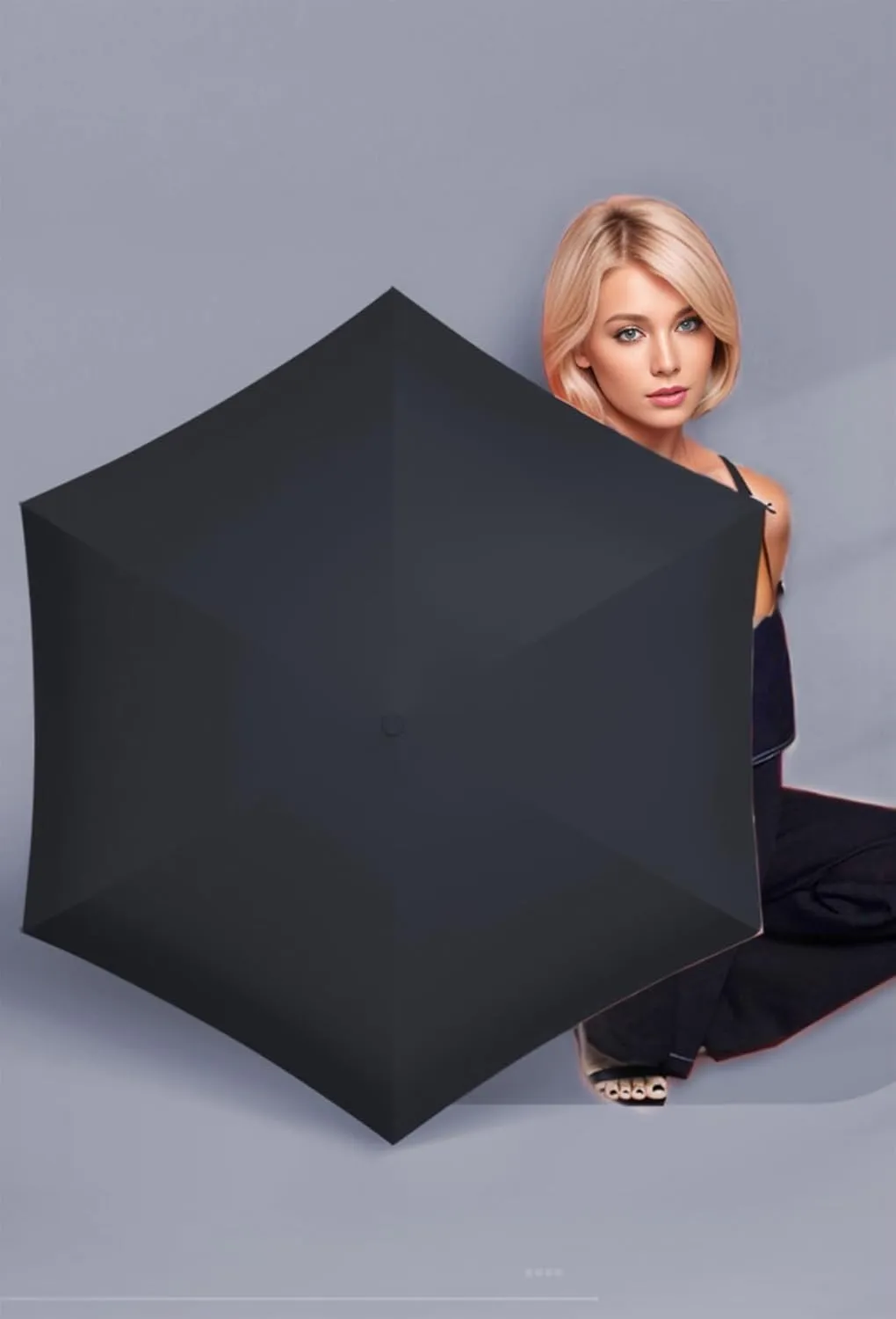 Mini Travel Folding Umbrella for Purse - UPF 50  Sun & Rain UV Protection, Windproof Small Compact Lightweight Design Fits in Pocket or Bag, Portable Wallet Parasol for Commuter, Men Women Boys Girls
