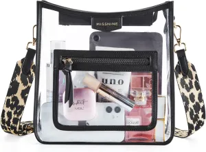 Missnine Clear Crossbody Bags for Women Stadium Approved Clear Purse for Concert Transparent Plastic Bag with Guitar Strap