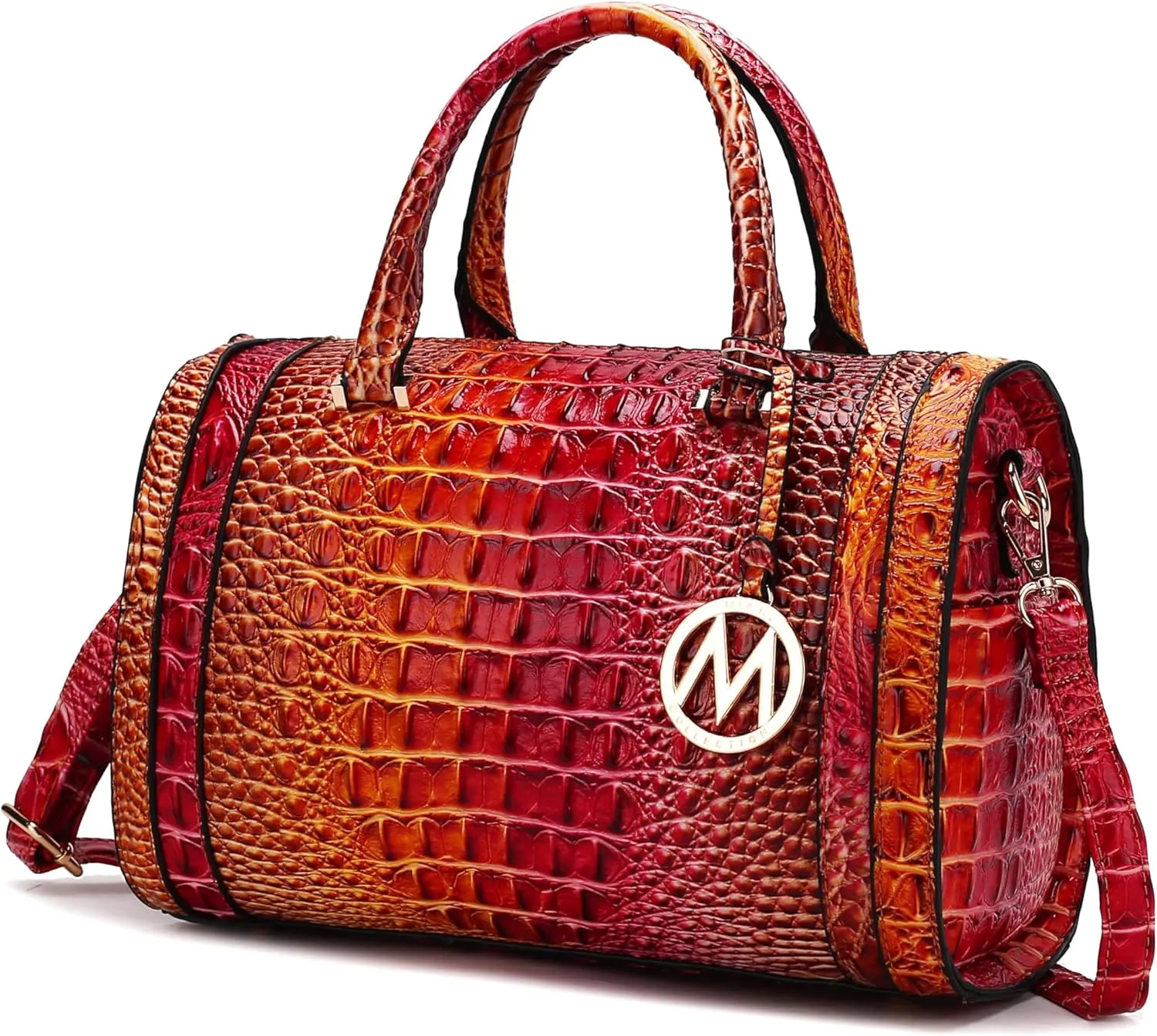 MKF Collection Satchel Bag for Women, Crocodile Embossed Vegan Leather Top-Handles Crossbody Handbag Purse by Mia K
