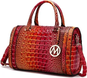 MKF Collection Satchel Bag for Women, Crocodile Embossed Vegan Leather Top-Handles Crossbody Handbag Purse by Mia K